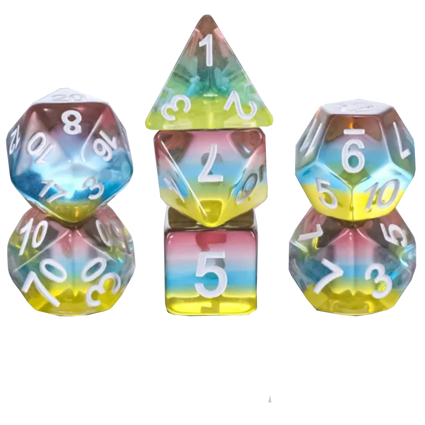 Premium Layered Dice - Polyhedral D&D Dice Sets (Aurora Sky) | Happy Piranha