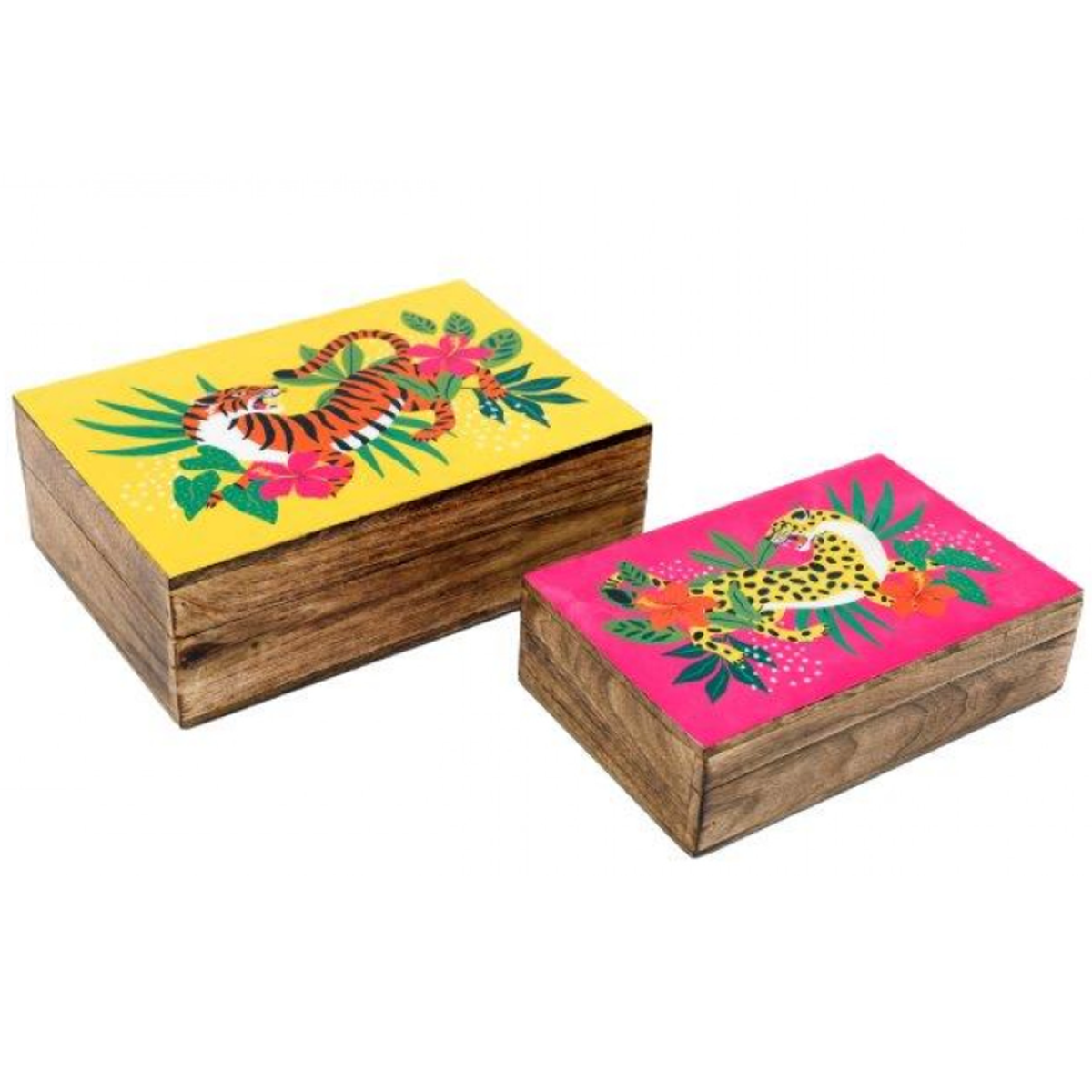 Crouching Tiger Design Enamelled Wooden Box Set