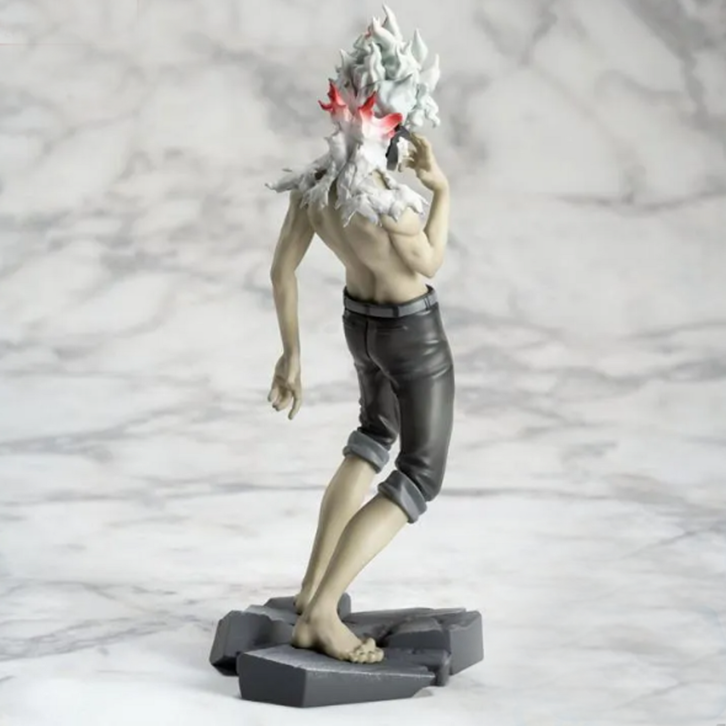 Dan Dadan Luminista Okarun Transformation Figure (Back) on a Marbled White Background | Happy Piranha