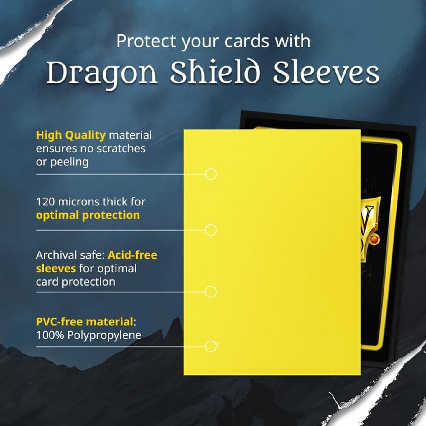 A Diagram Highlighting the Different Properties of Dragon Shield Card Sleeves | Happy Piranha