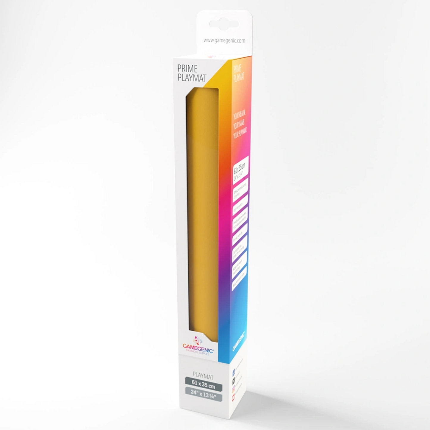Gamegenic Prime TCG Playmat: Yellow in its Packaging on a White Background | Happy Piranha