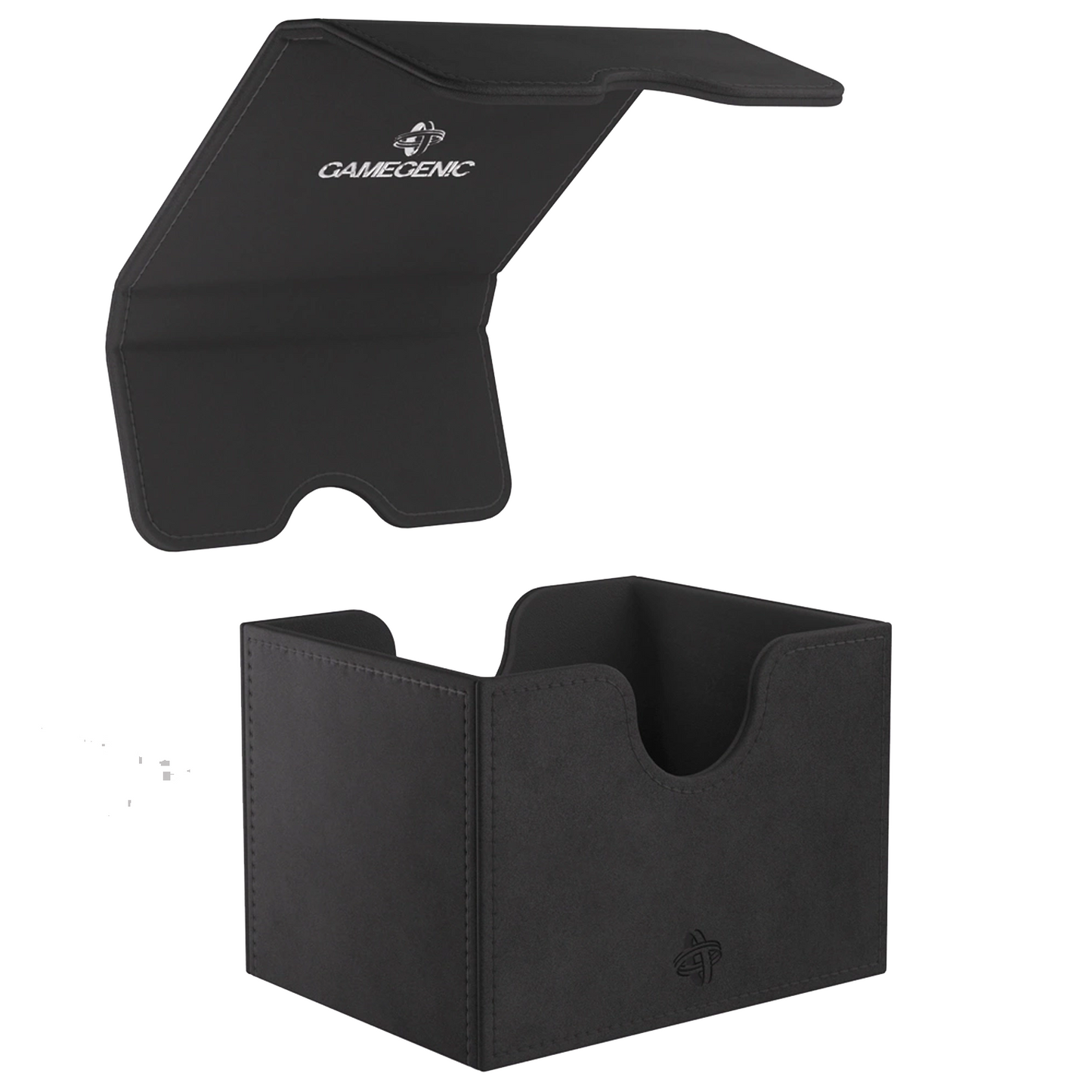 Gamegenic Sidekick 100+ XL Convertible Deck Box: Black (Lid Open) | Happy Piranha