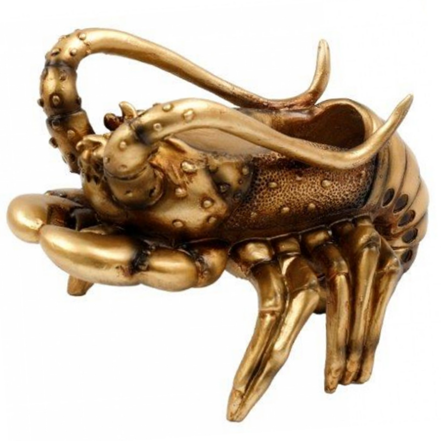 Gold Lobster Wine Bottle Holder (Side View) On a White Background | Happy Piranha
