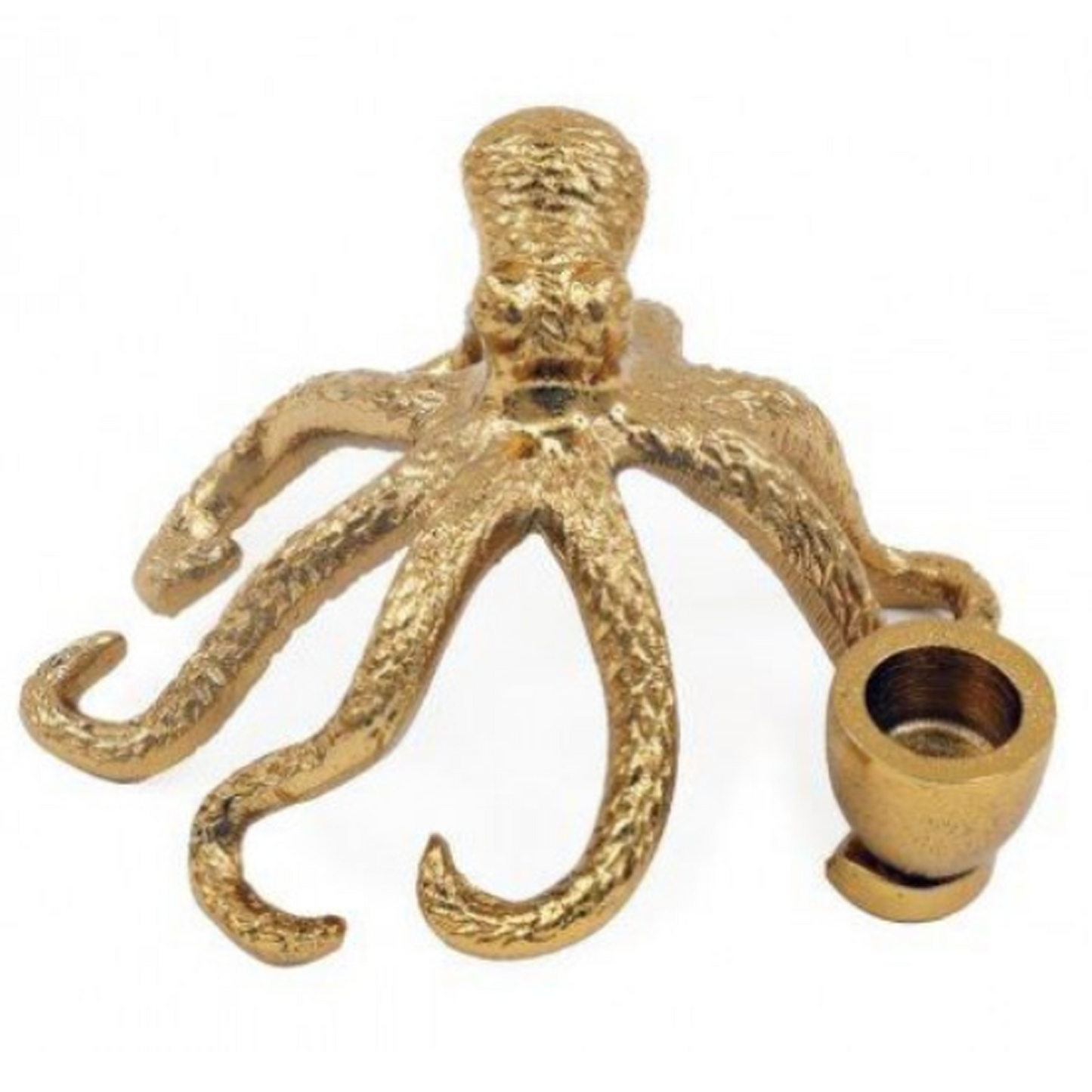 Gold Metal Octopus Candlestick / Candle Holder on a White Background | Happy Piranha