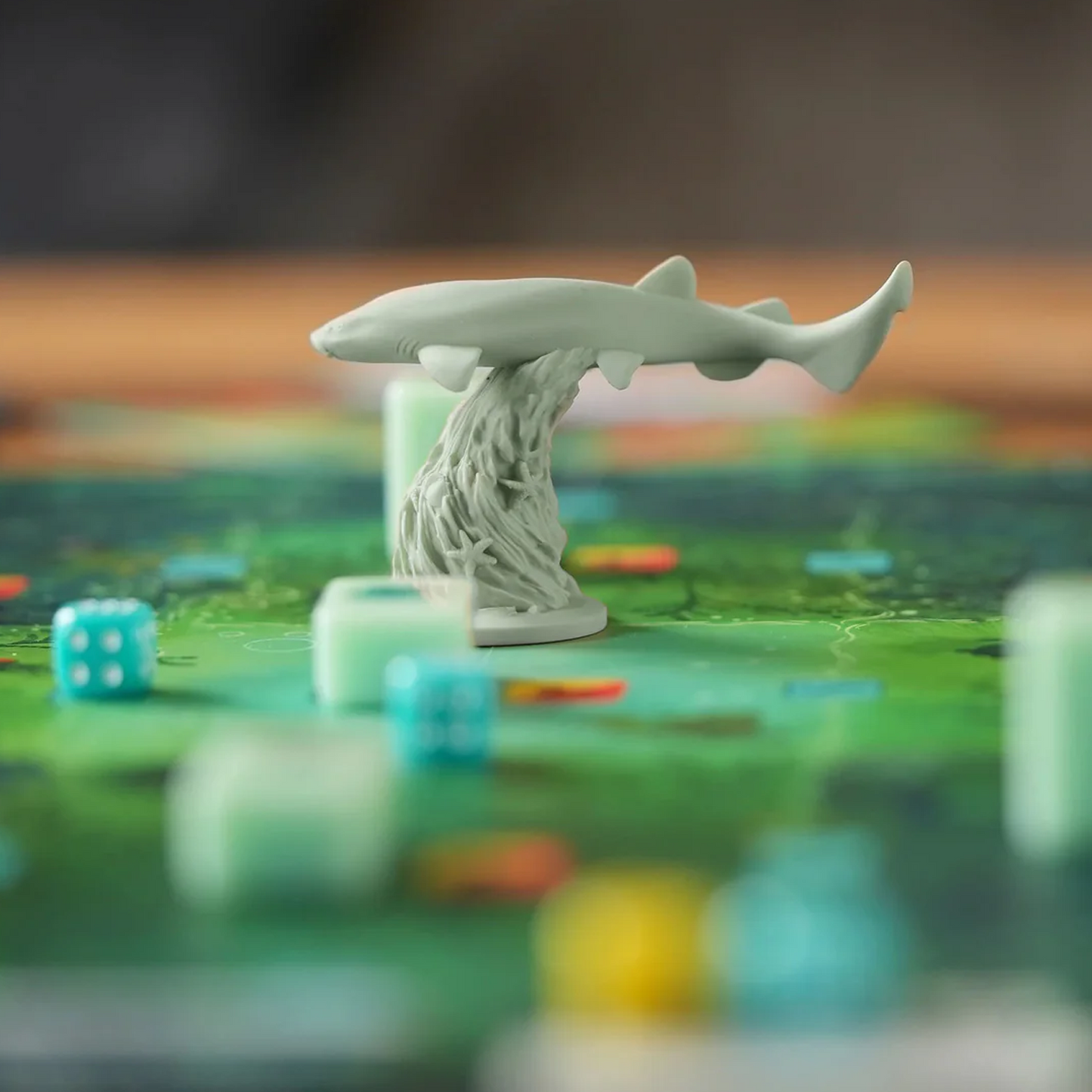 Kelp: Shark vs Octopus Board Game (Close Up of the Shark Miniature Figure) | Happy Piranha