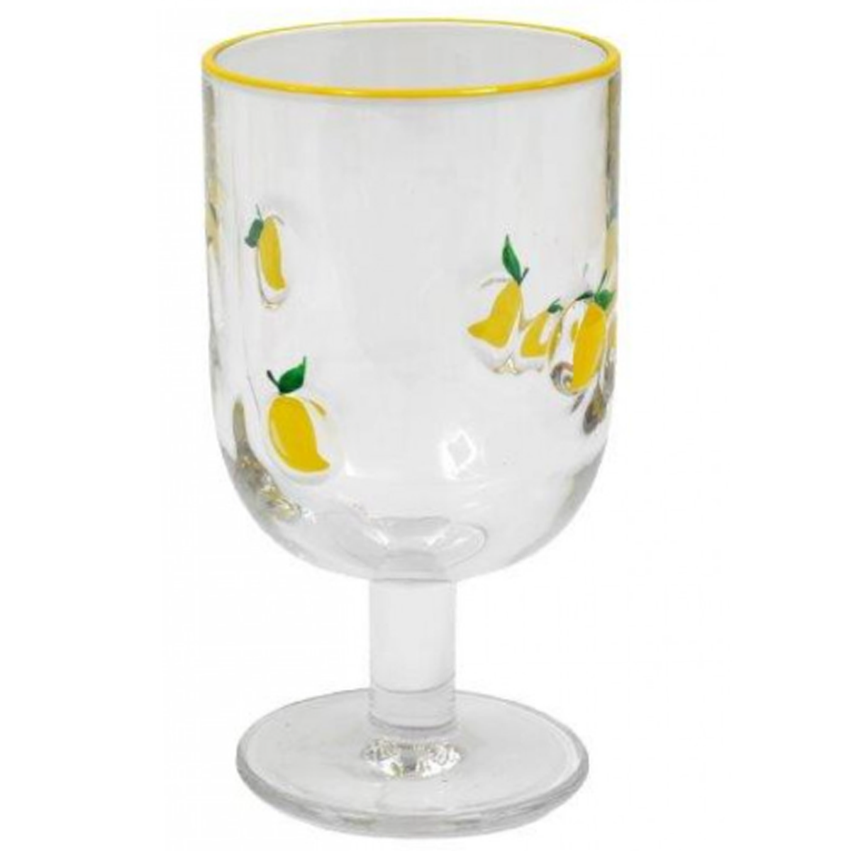 Citrus Fruits Design Short Stem Wine Glass (Lemon Design) On a White Background | Happy Piranha