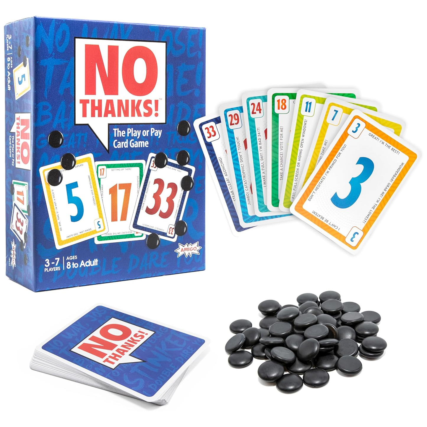 No Thanks! Card Game (Box and Contents) on a White Background | Happy Piranha