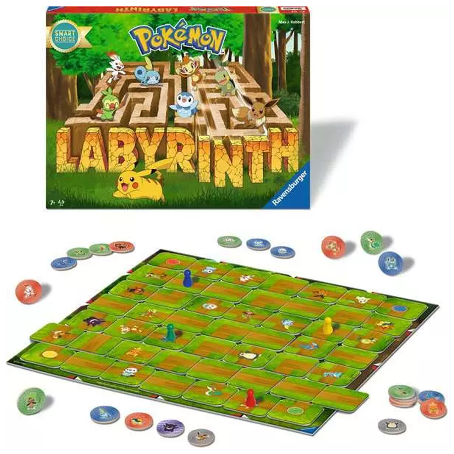 Pokémon Labyrinth: Smart Choice Edition Board Game (Box & Contents) On a White Background | Happy Piranha