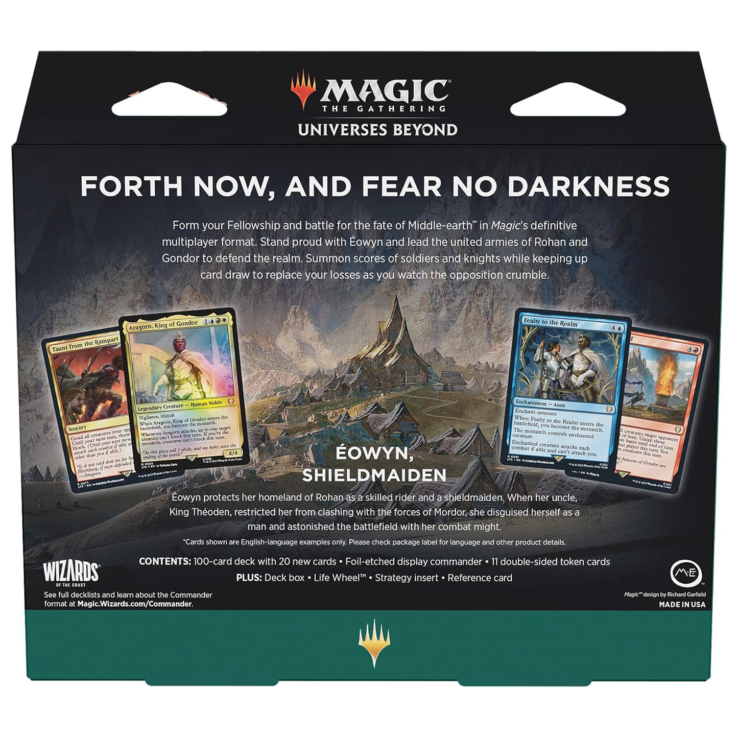 Magic the Gathering: Lord of the Rings Riders of Rohan Commander Deck (Back of Box) | Happy Piranha