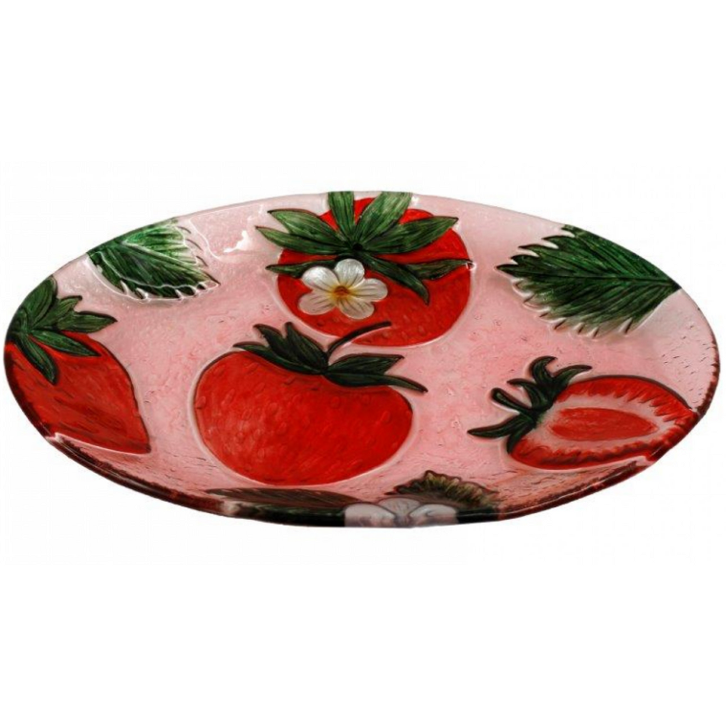 Strawberry Fields Design Glass Plate on a White Background | Happy Piranha