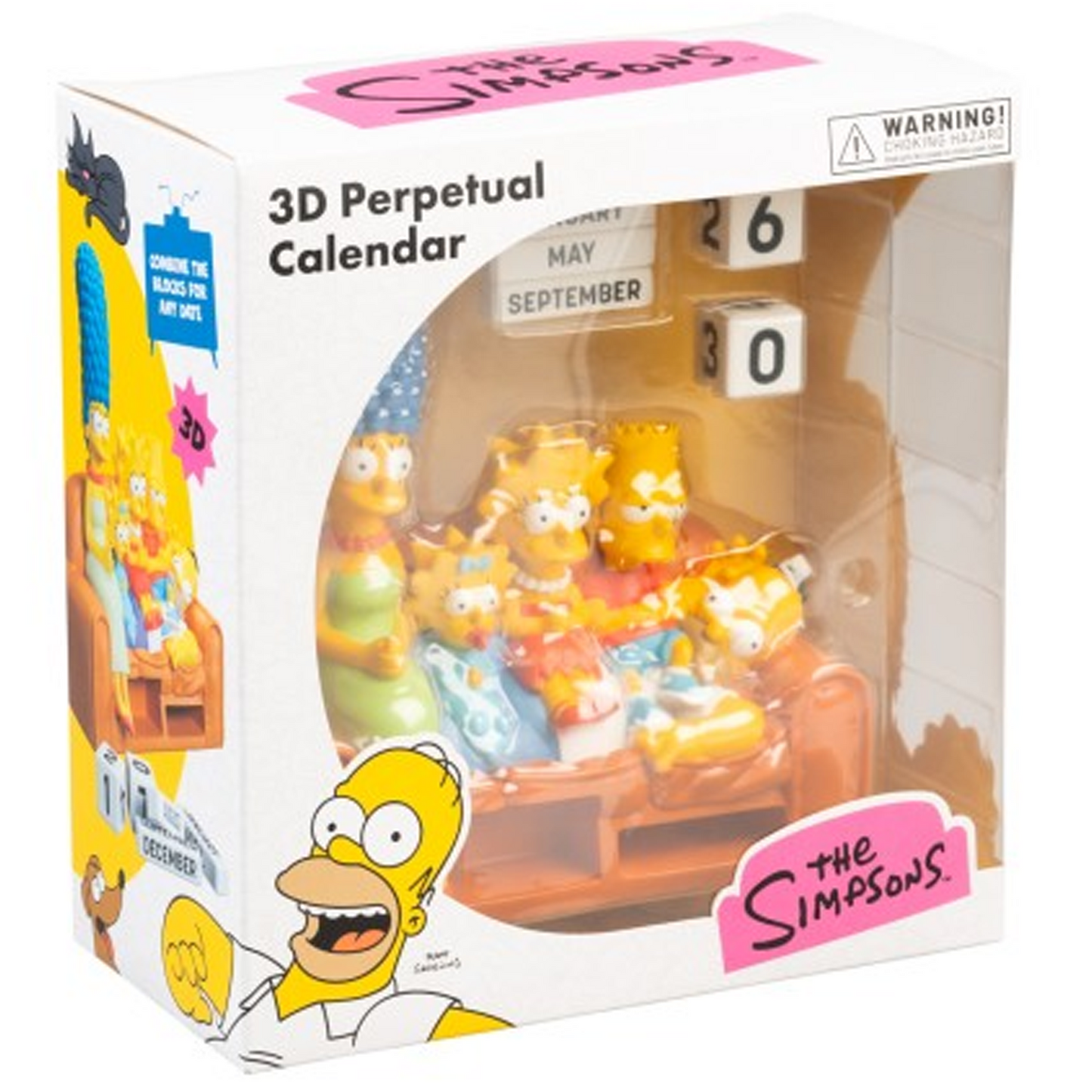 The Simpsons Family Sofa Scene: 3D Perpetual Calendar (Boxed) on a White Background | Happy Piranha