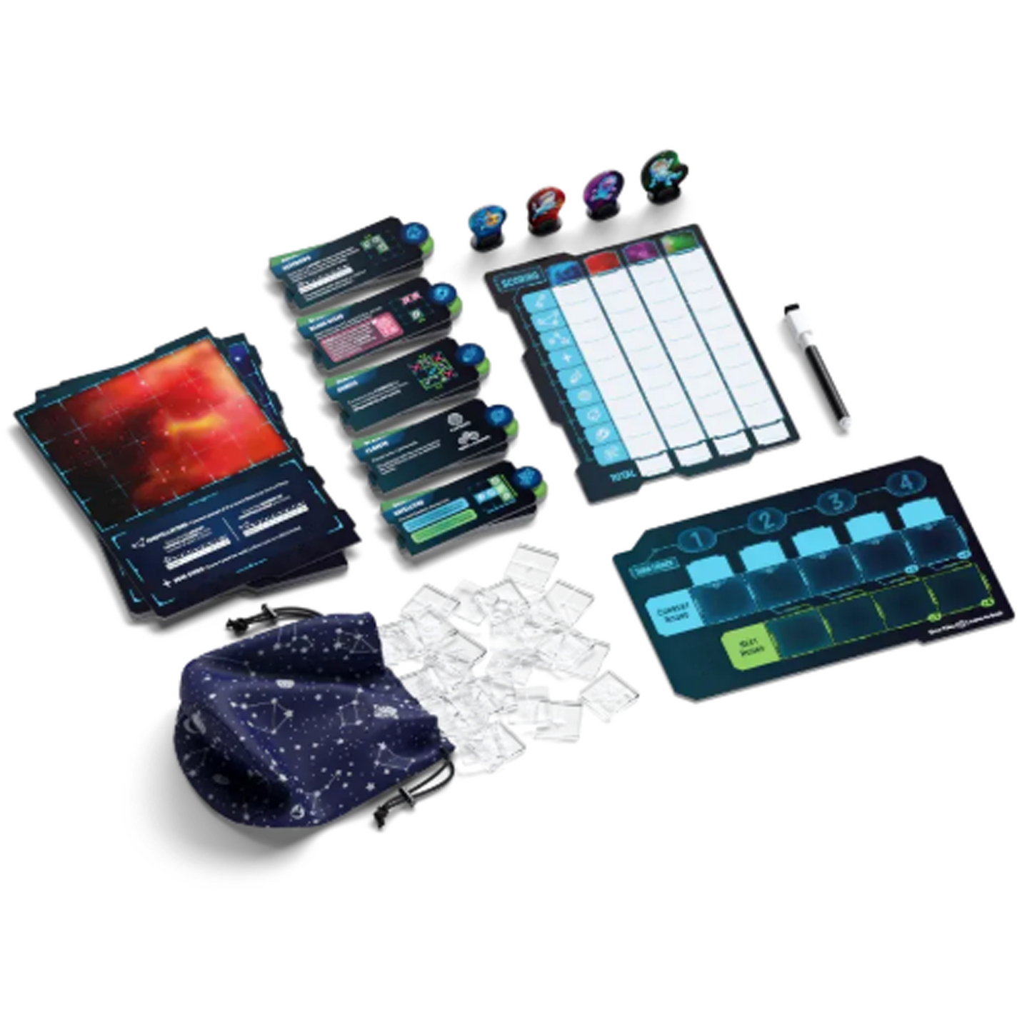 Twinkle Twinkle Board Game (Components) On a White Background | Happy Piranha