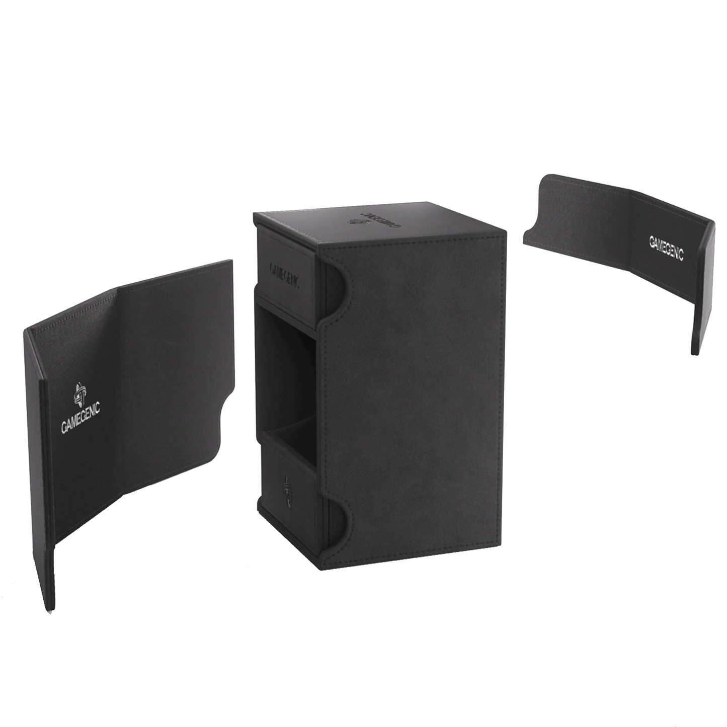 Gamegenic Watchtower 100+ XL Convertible Deck Box: Black With Flaps Removed | Happy Piranha