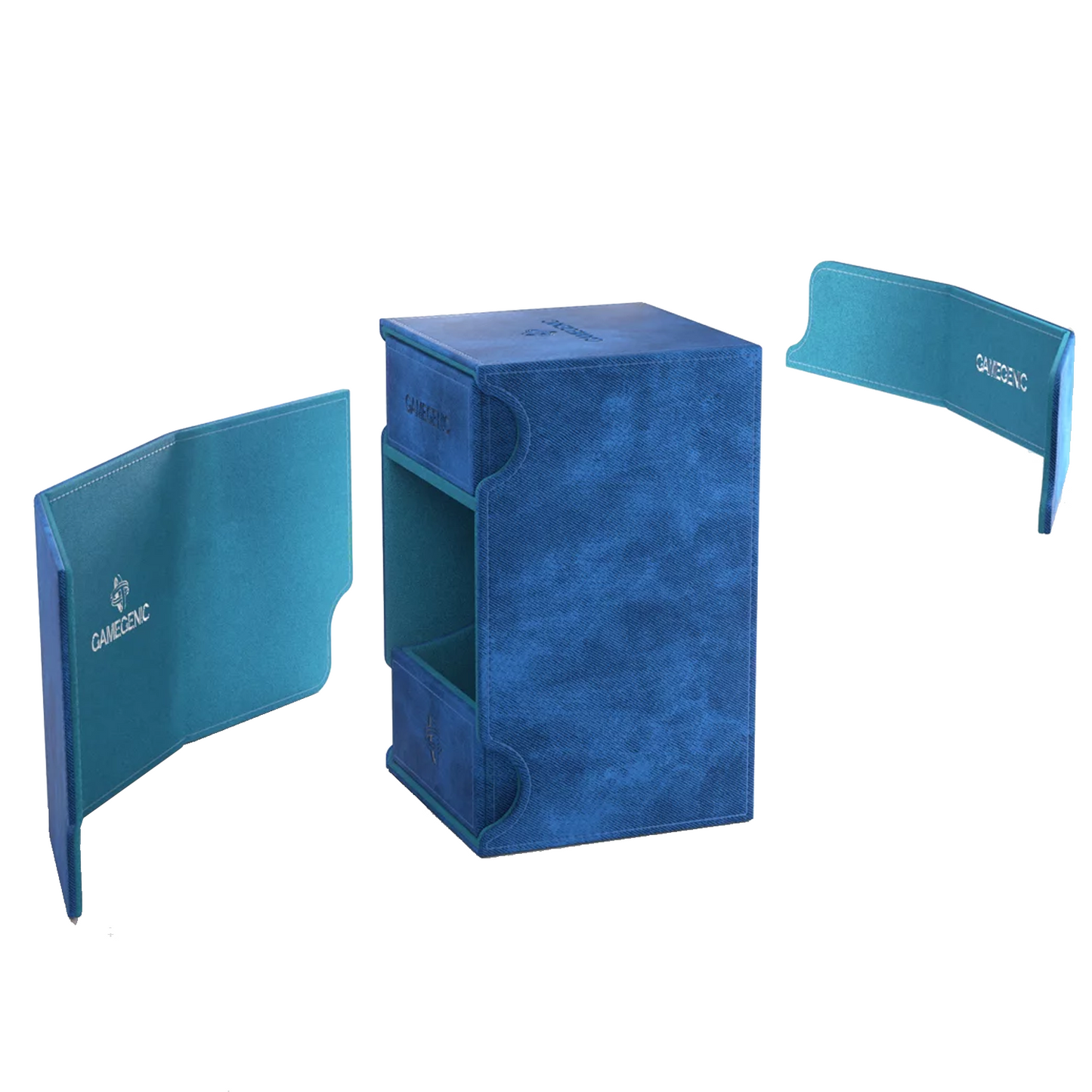 Gamegenic Watchtower 100+ XL Convertible Deck Box: Blue With Flaps Removed | Happy Pirnaha