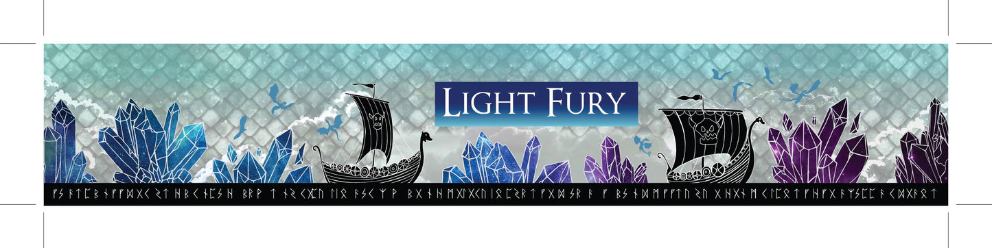 Light Fury dragon inspired scented candle artwork | Happy Piranha