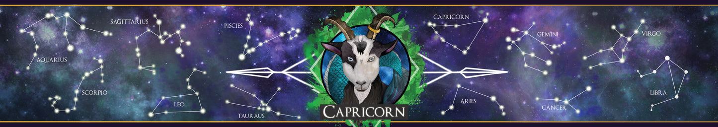 Capricorn zodiac candle banner artwork by Happy Piranha