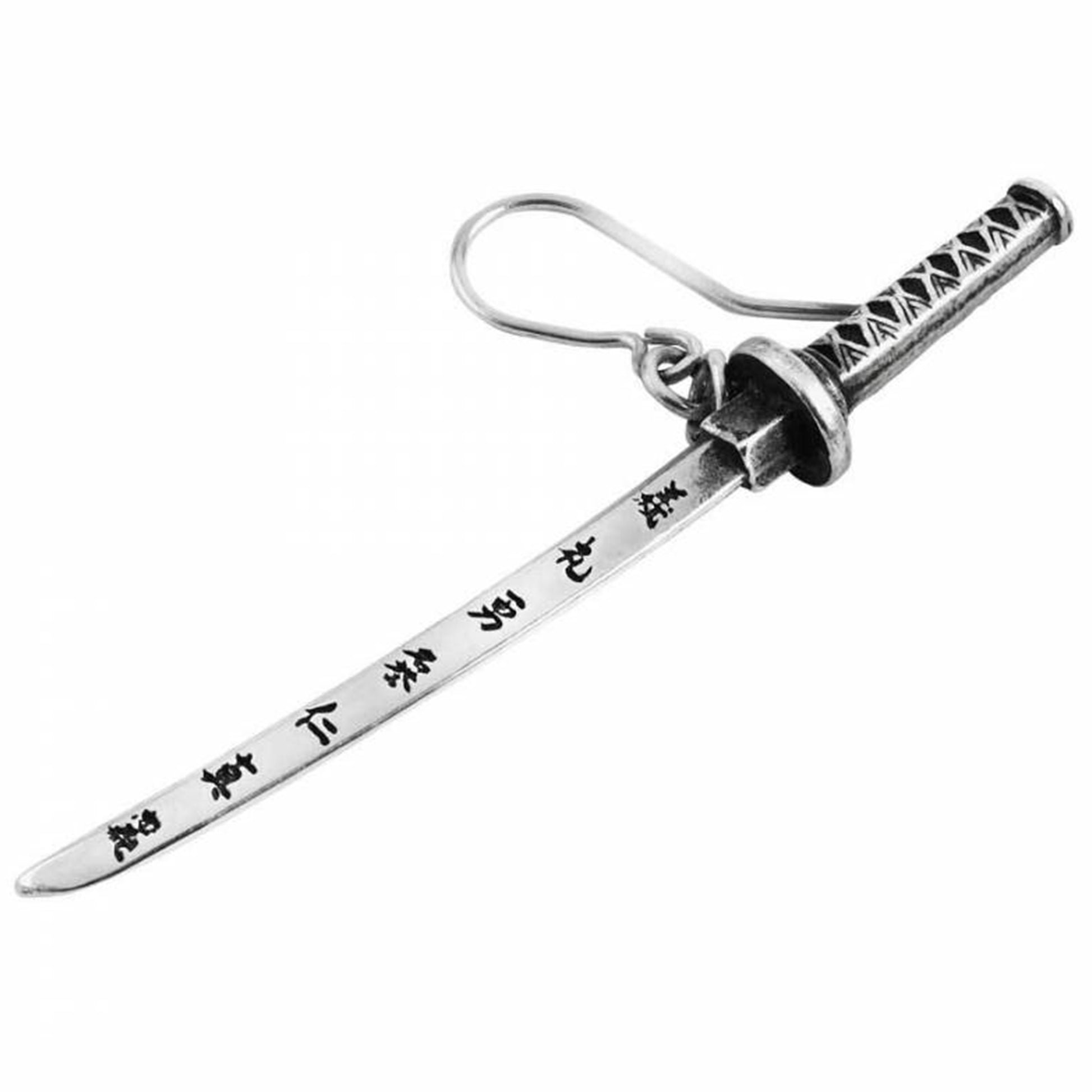 Bushido: Katana Samurai Sword Pewter Earrings Side Profile | Happy Piranha