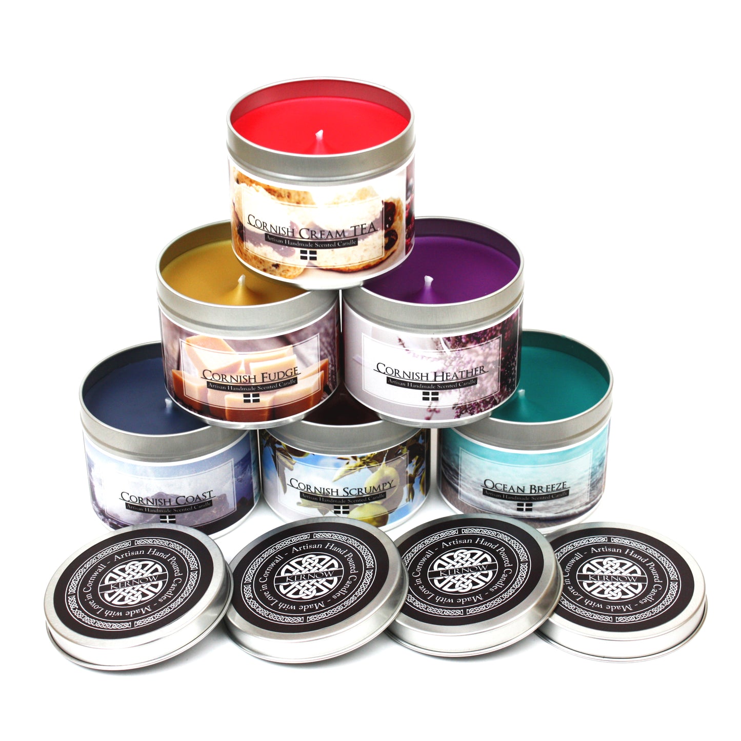 Handmade Cornish scented candles with colourful wax | Happy Piranha