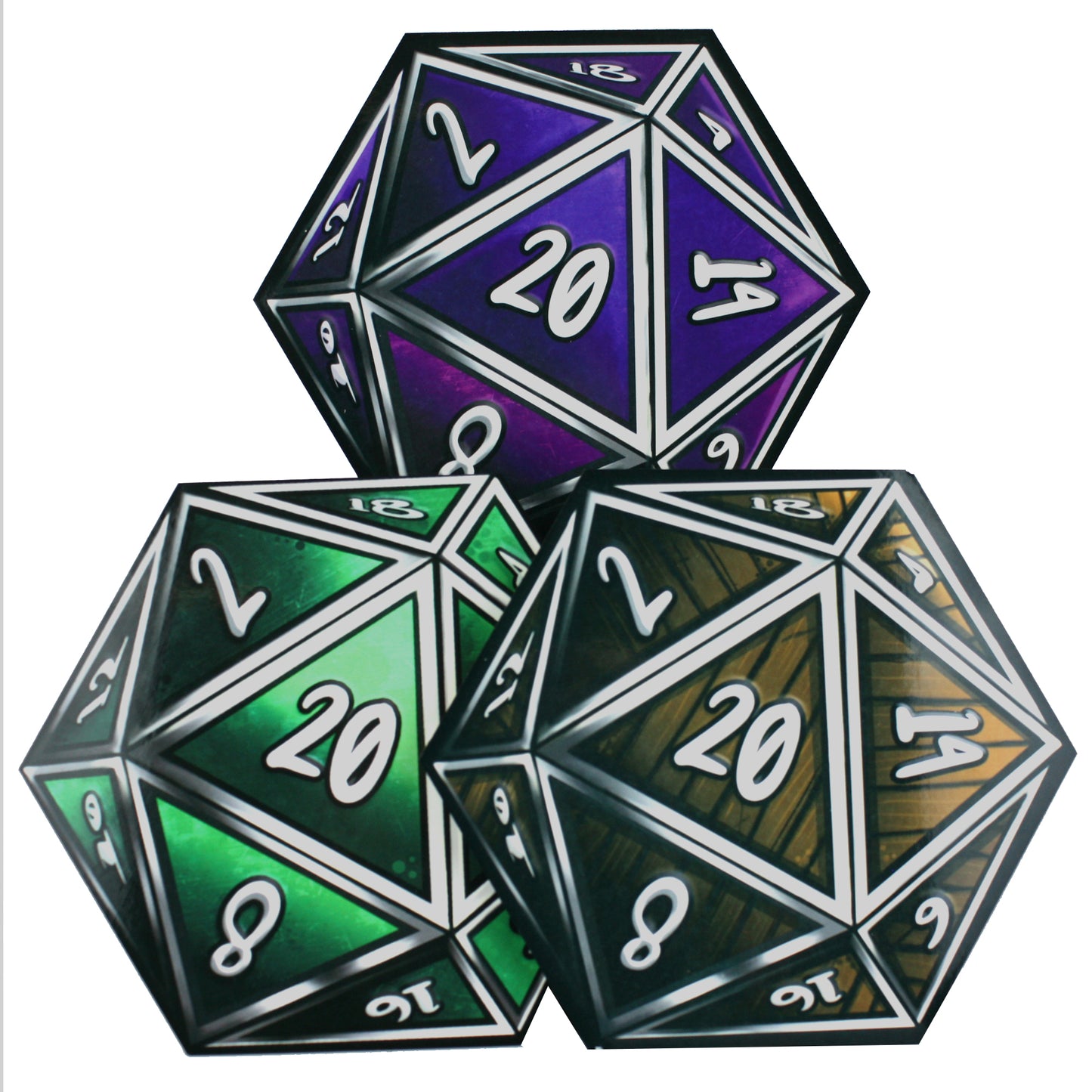 D20 Dice Coaster 3 Set (Wood and Iron) | Happy Piranha