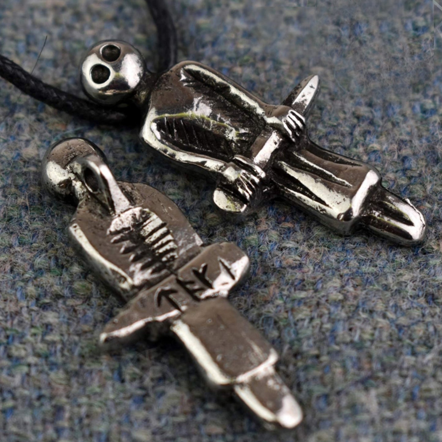 Eketorp Man: Viking Sword-bearer Pendant Back Design (Pewter) | Happy Piranha