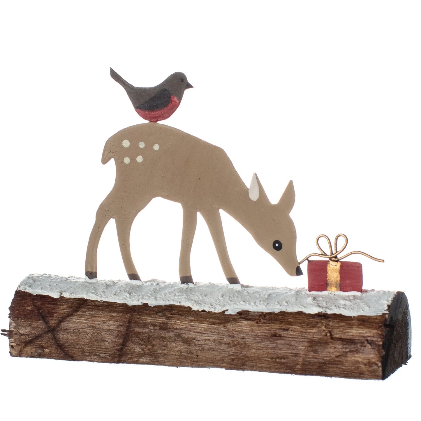Fawn Sniffing Gift Christmas Decoration | Happy Piranha