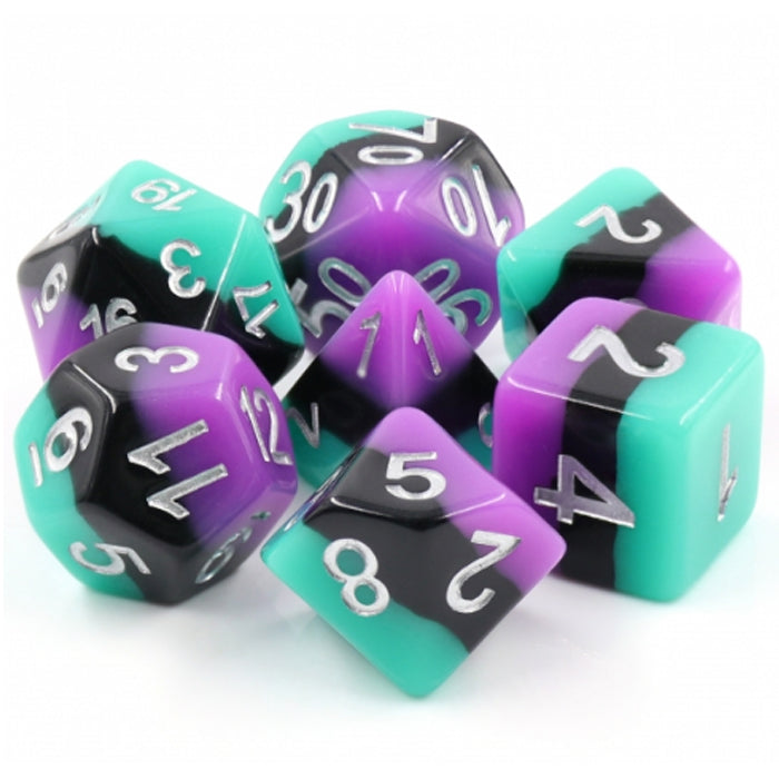 Layered Pastel Poly Dice Set - Liquorice All Sorts (Blue, Black and Purple | Happy Piranha