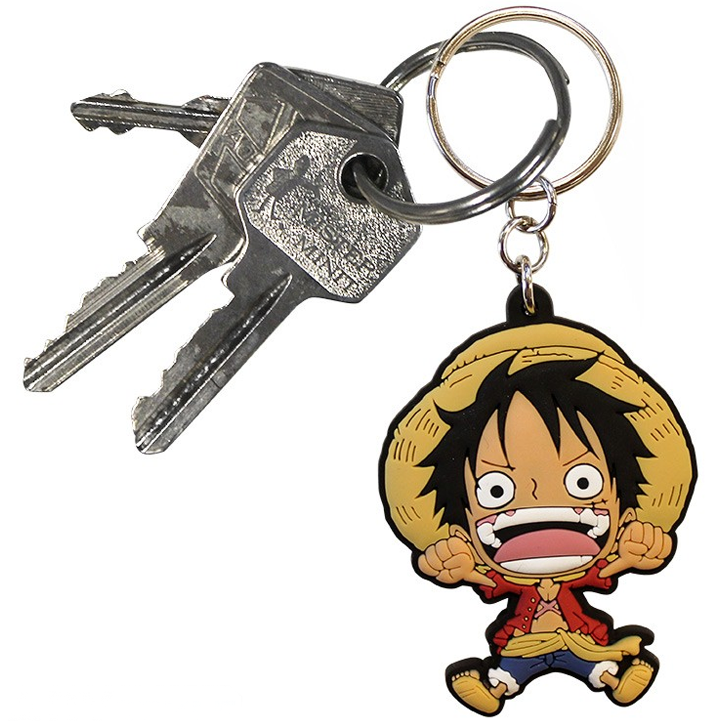 One Piece Monkey D. Luffy Rubber Keychain on Some Keys | Happy Piranha