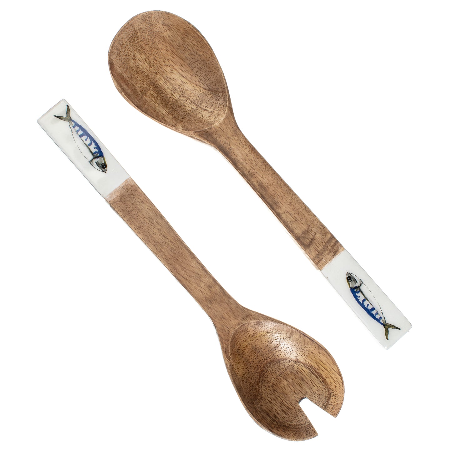 Mango Wood Mackerel Wooden Salad Servers | Happy Piranha
