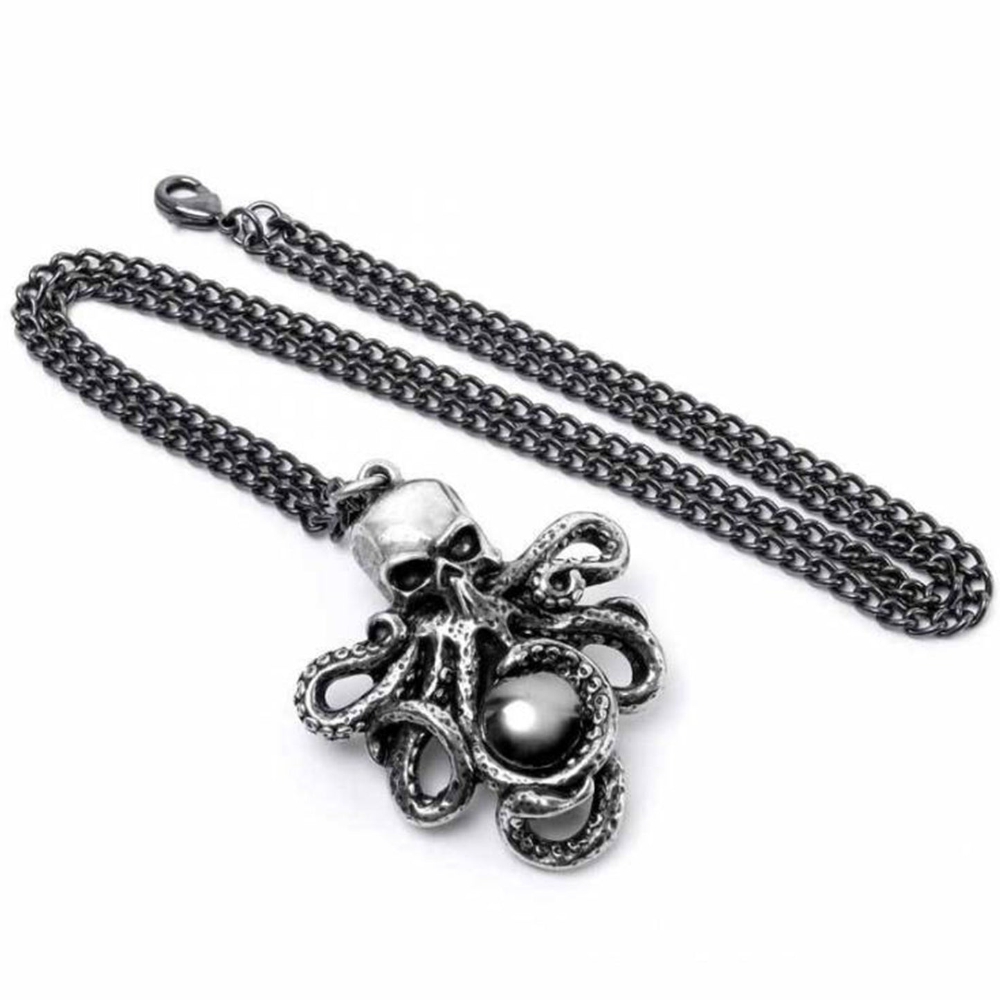 Mammoth of The Deep: Pewter and Graphite Cabochon Pendant and Chain | Happy Piranha