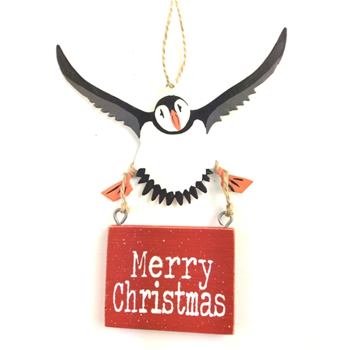 Merry Christmas Puffin: Hanging Christmas Decoration | Happy Piranha