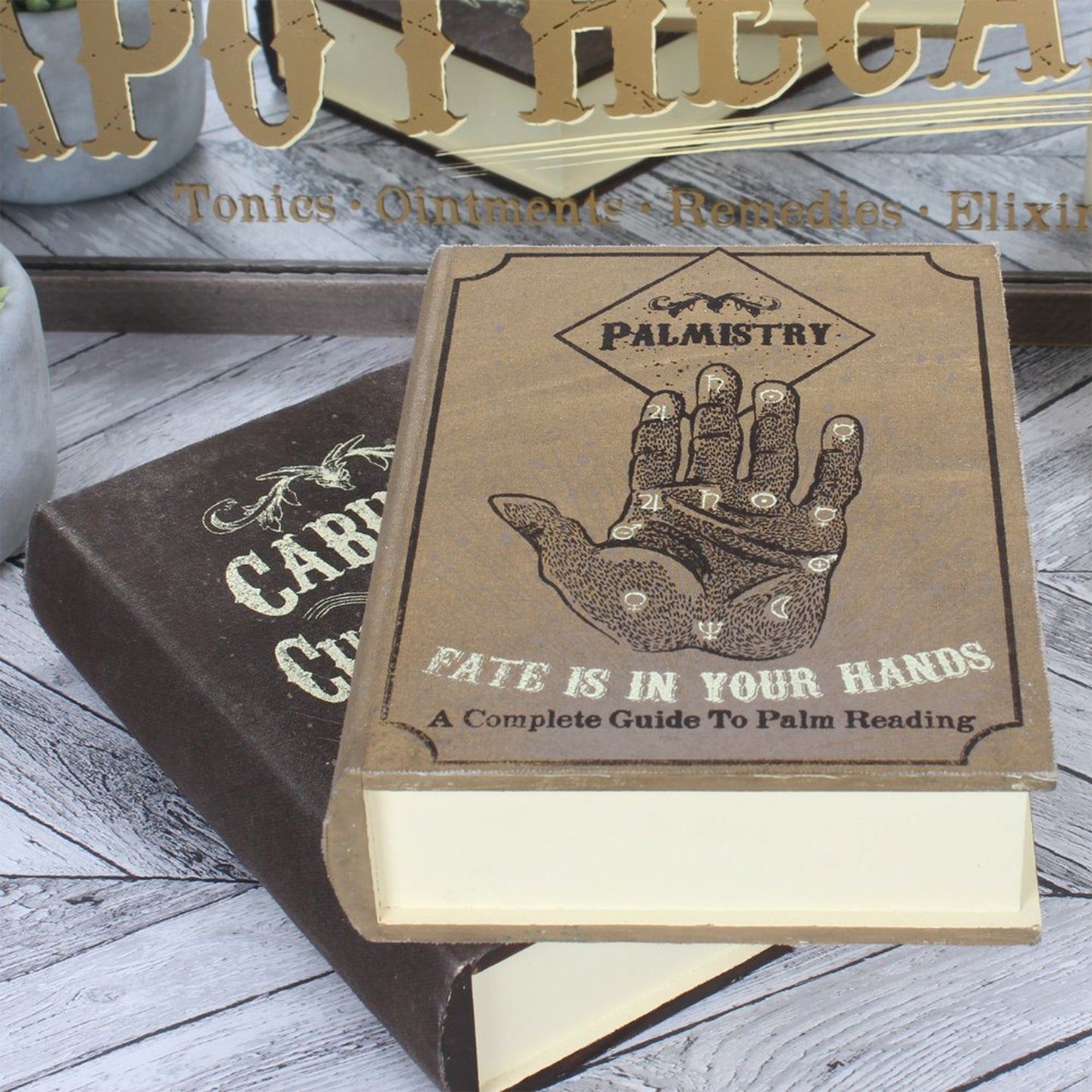 Palmistry Book Secret Storage Box Stacked on Another Book | Happy Piranha