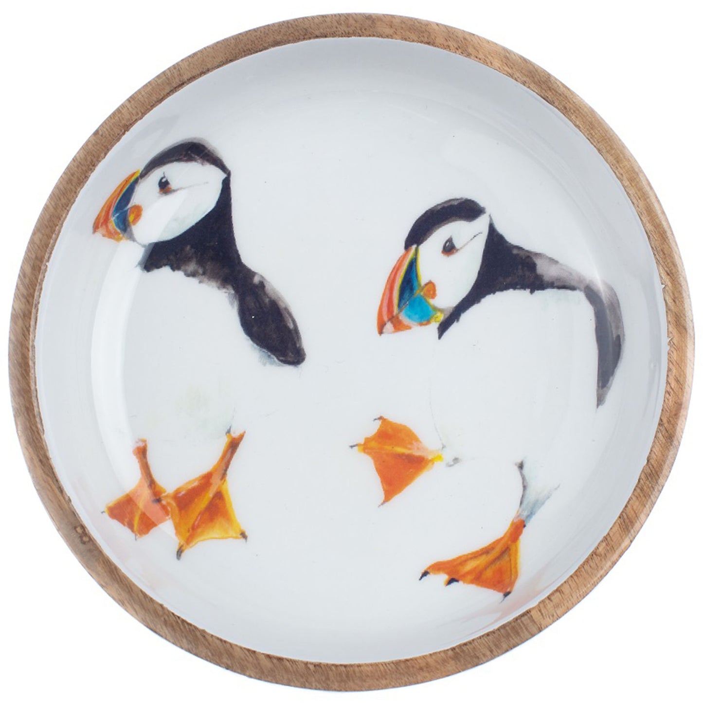 Shallow Mango Wood Puffin Bowl (20 cm) | Happy Piranha