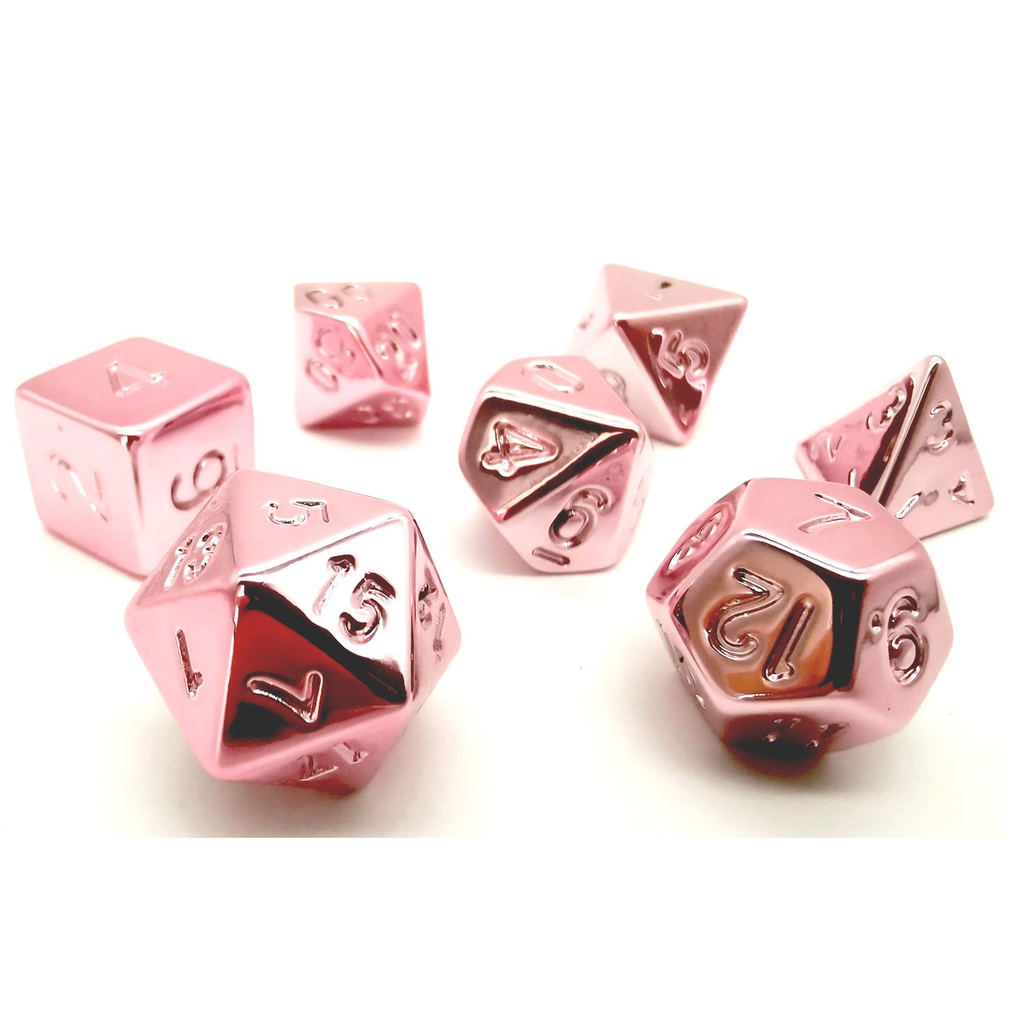 Rose Gold electroplated polyhedral dice set | Happy Piranha