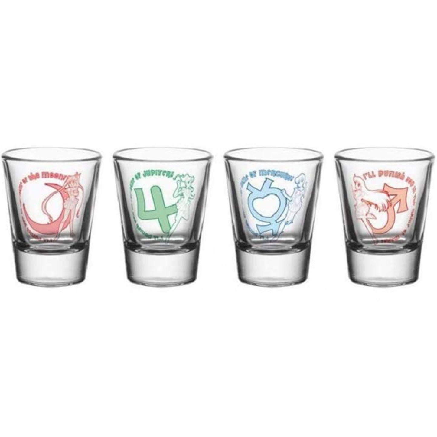 Sailor Moon Shot Glass 4 Set in a Row | Happy Piranha