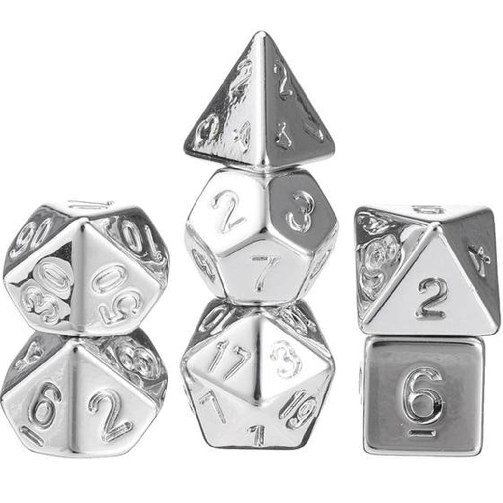 D20 Beads 10 Pc Set 20mm Polyhedral Dice Beads D12 D16 DND Beads  Electroplated Silver Drilled With Holes to Easily Make Jewelry 