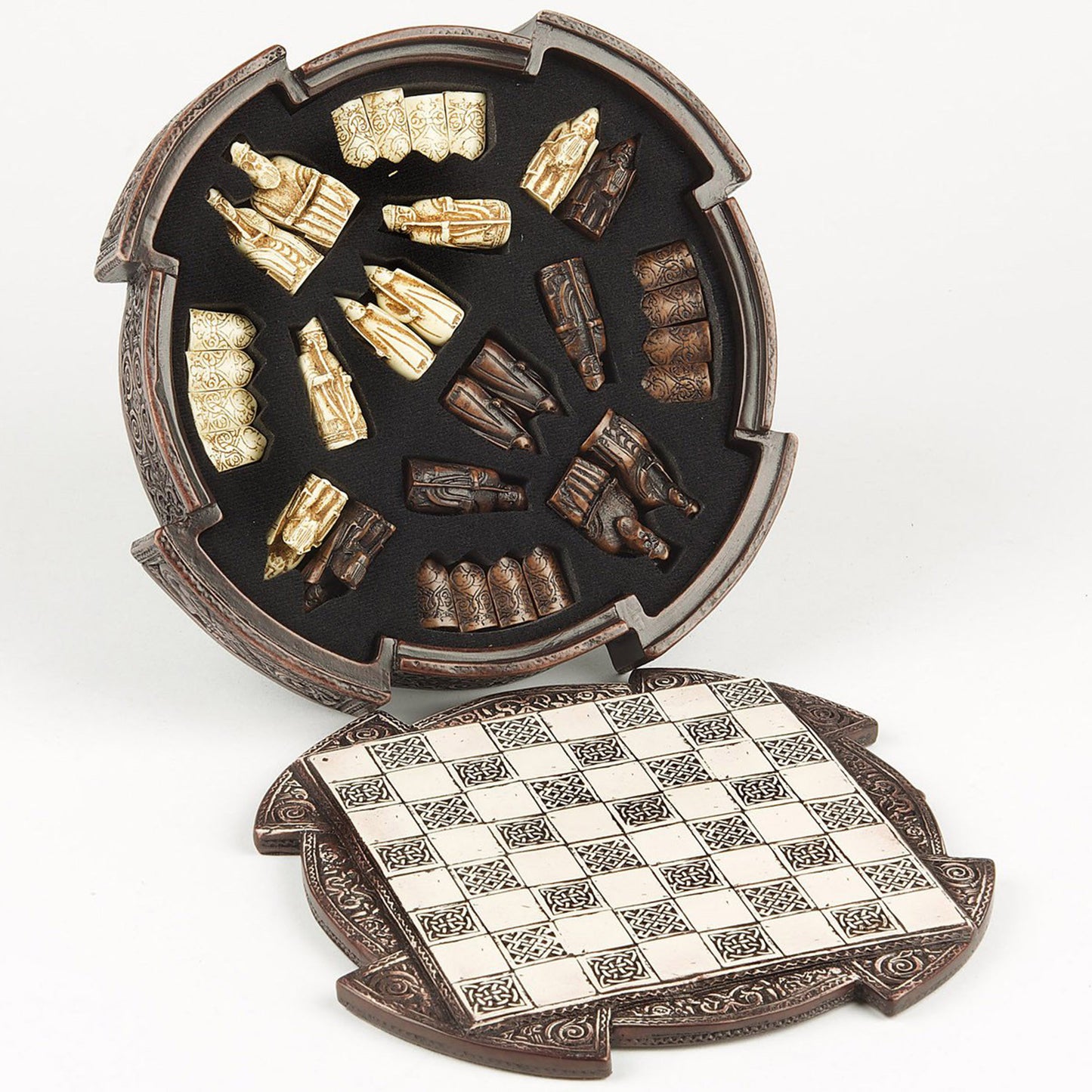 The Lewis Chessmen: Historical Chess Set and Board (Small) With the Lid Off | Happy Piranha