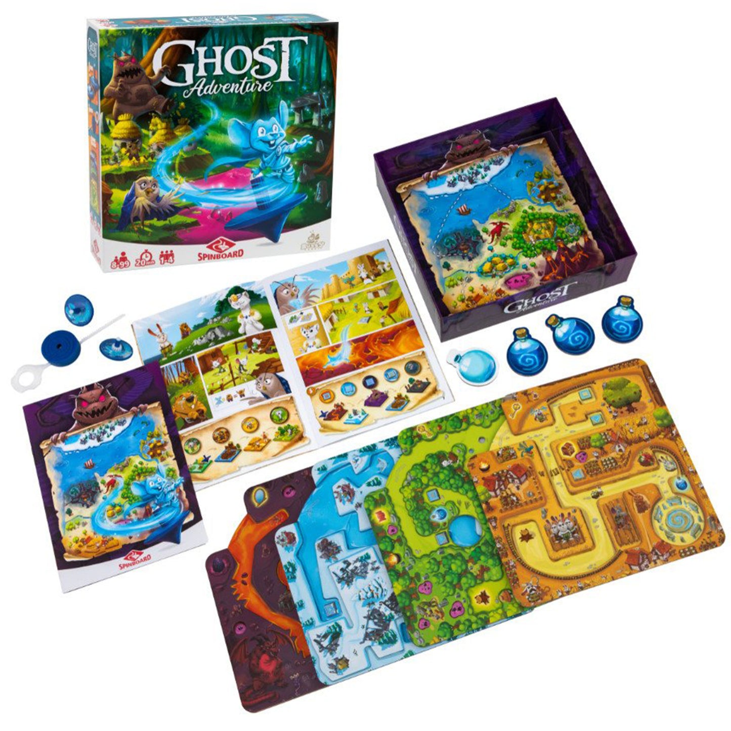 Ghost Adventure Spinboard Board Game (Box and Contents) | Happy Piranha