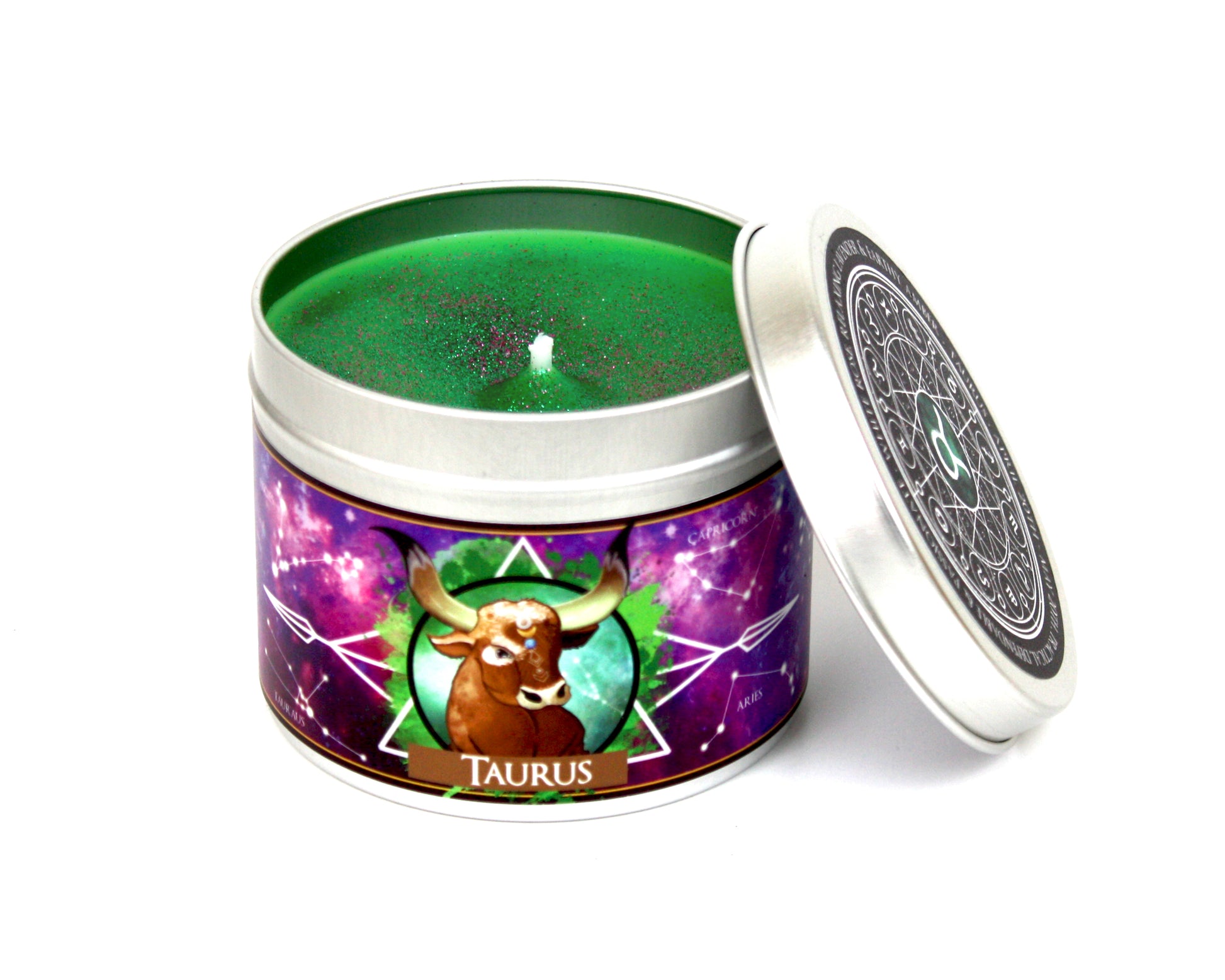 Taurus Zodiac Scented Candle with green wax | Happy Piranha