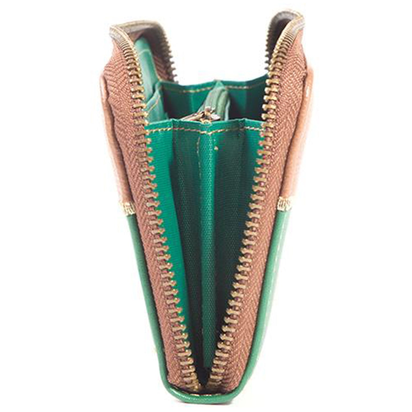 Green and Brown Zelda Triforce Zip Around Nintendo Clutch Purse Inside Design | Happy Piranha