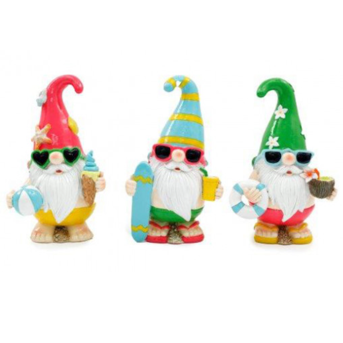 Seaside Garden Gnome Ornament (All 3 Designs) on a White Background| Happy Piranha