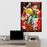 Seven Deadly Sins Anime Flag 70 x 100cm Wall Scroll Above a Desk | Happy Piranha