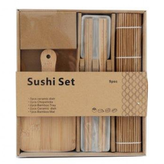 9 Piece Sushi Serving Set With Boards and Dishes | Happy Piranha