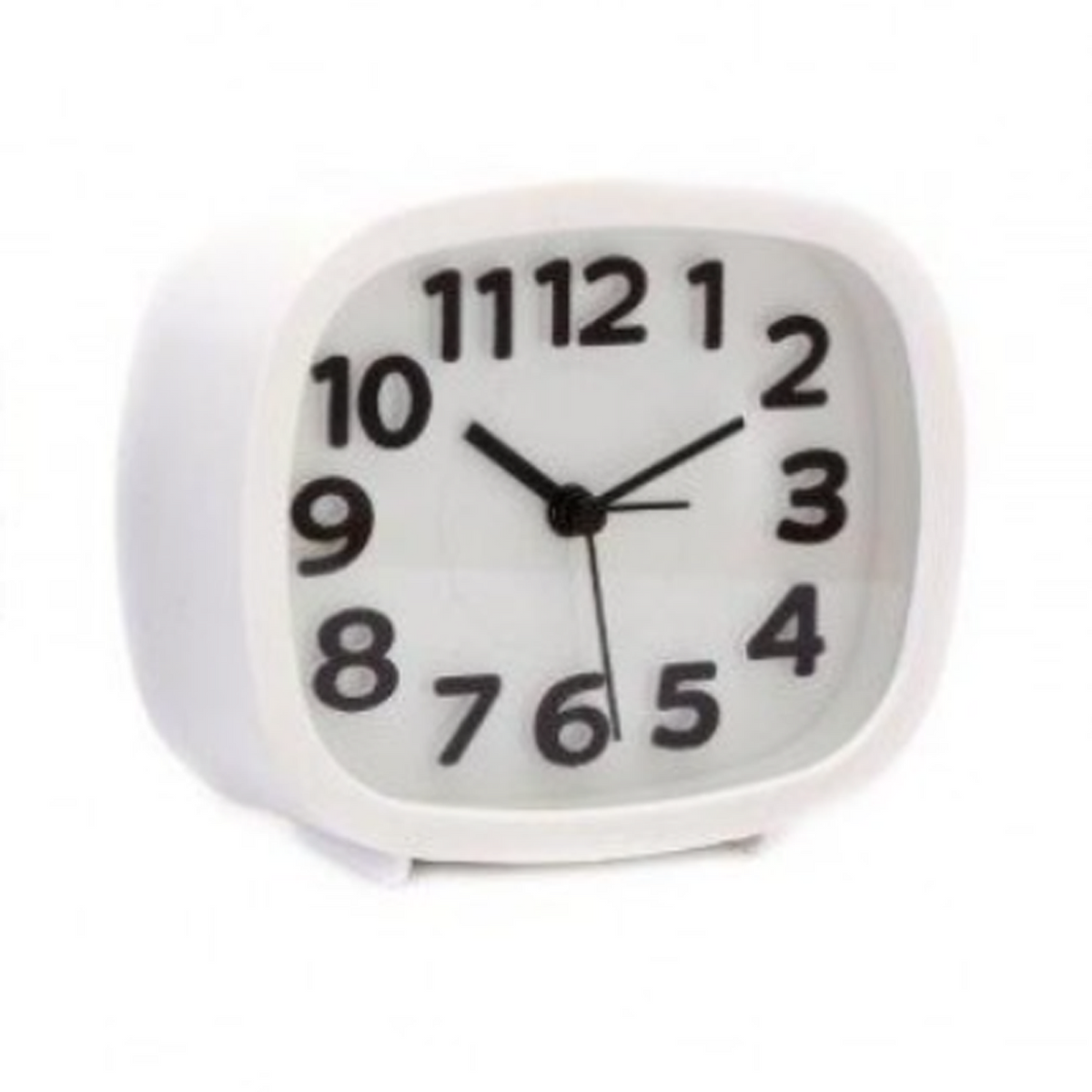 Classic Bedside Alarm Clock (White) on a White Background | Happy Piranha
