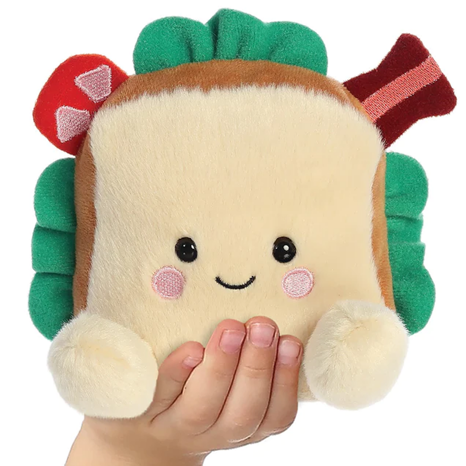 Barry the BLT - Palm Pal Bacon Sandwich Plushie Soft Toy (in a Hand) | Happy Piranha