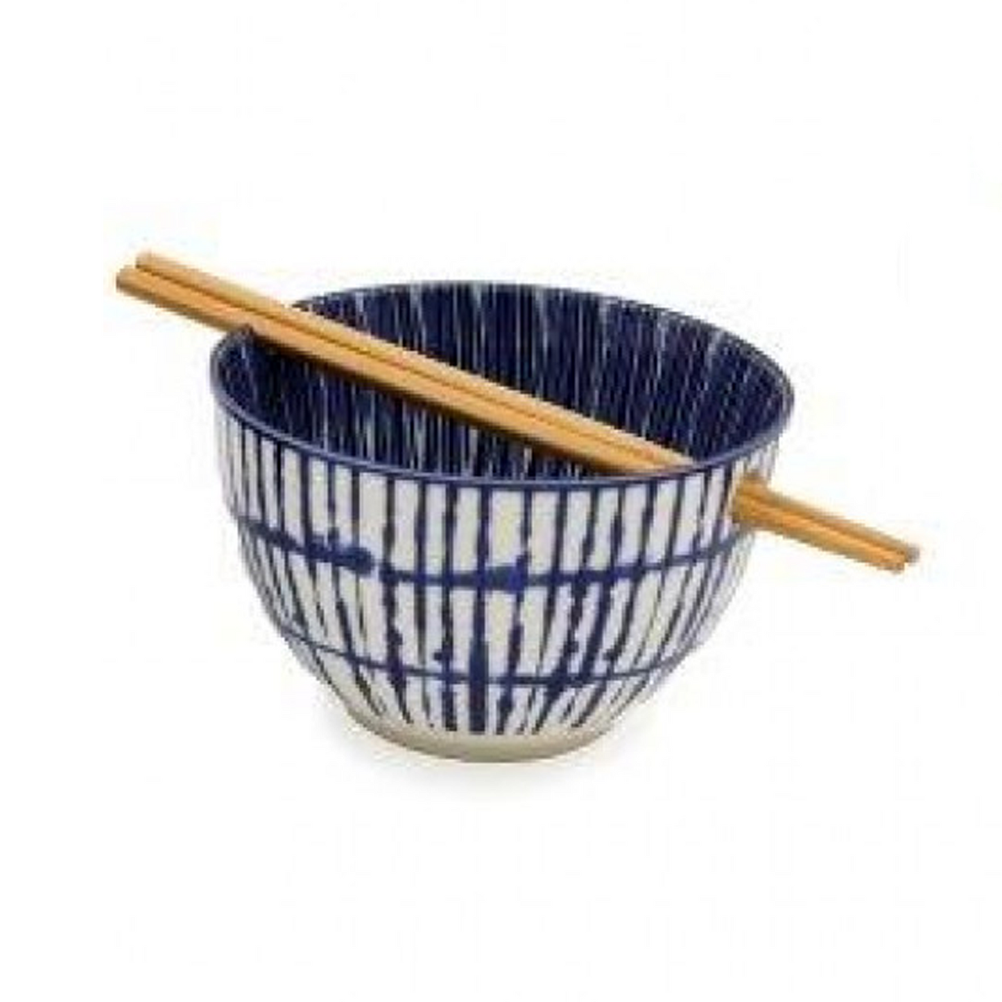 Blue & White Print Ceramic Chopstick Bowl (Line Design) | Happy Piranha