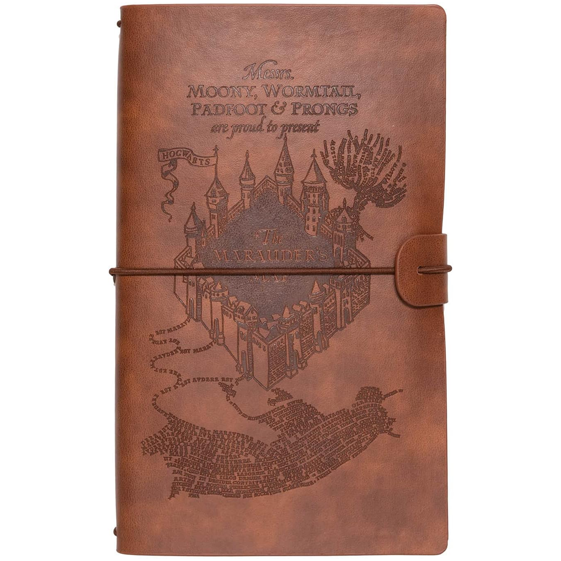 Marauders Map Harry Potter Faux Leather Travel Journal / Notebook (Front) | Happy Piranha