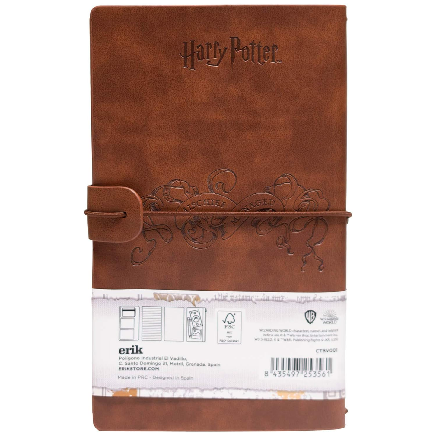 Marauders Map Harry Potter Faux Leather Travel Journal / Notebook (Back) | Happy Piranha