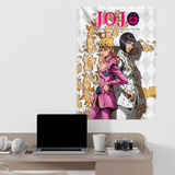 Jojo's Bizarre Adventure Anime Flag 70 x 100cm Wall Scroll Above a Desk | Happy Piranha