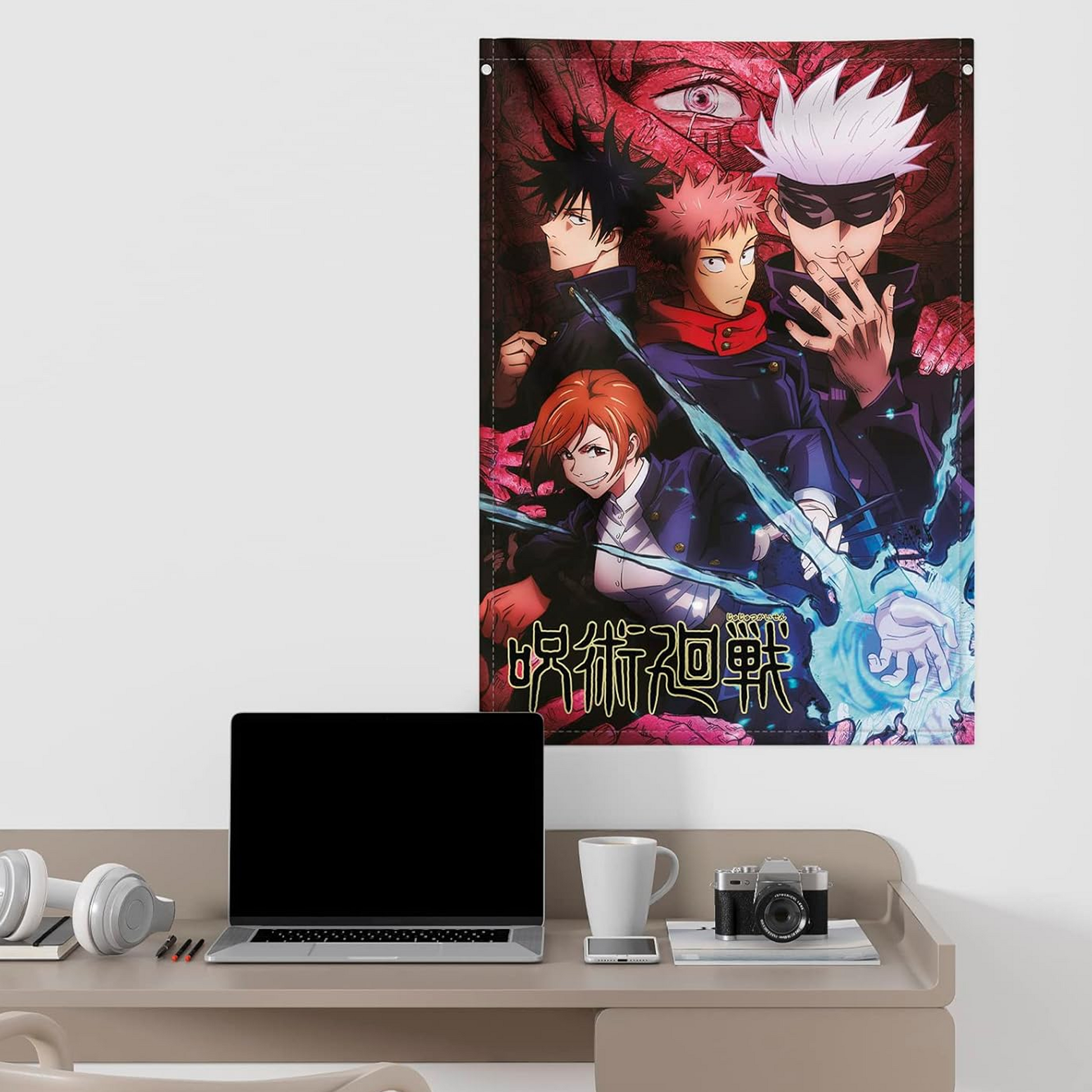 Jujutsu Kaisen Anime Flag 70 x 100cm Wall Scroll Above a Desk | Happy Piranha