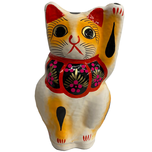 20cm Maneki Neko Lucky Cat - Handmade Japanese Good Luck Figure | Happy Piranha